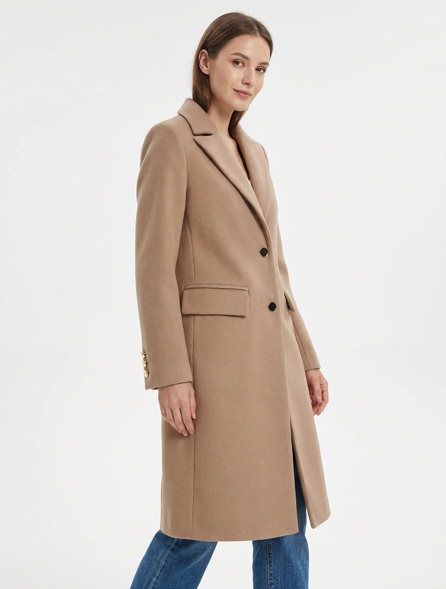 Manteau long à épaulettes - Camel