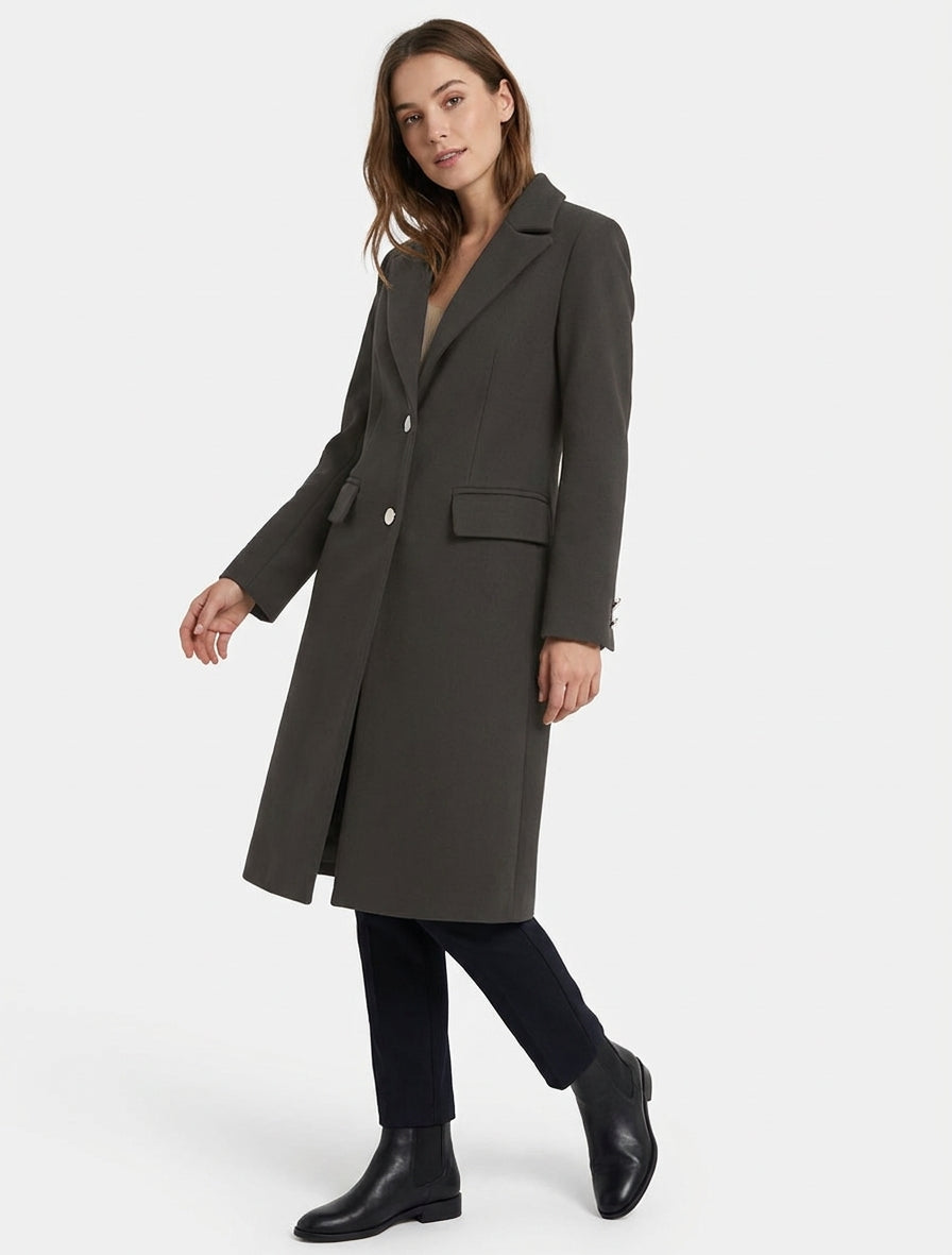 Manteau long à épaulettes - Noir