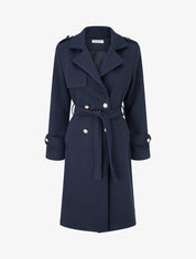 Manteau long à col cranté - Marine - 1