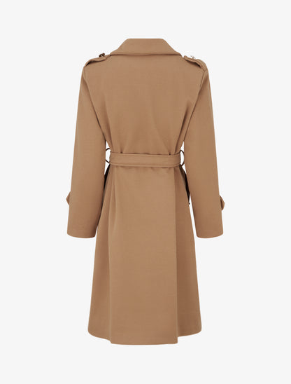 Manteau long à col cranté - Camel - 2