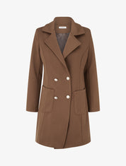 Manteau en laine mélangée à poches plaquées - Marron - 1