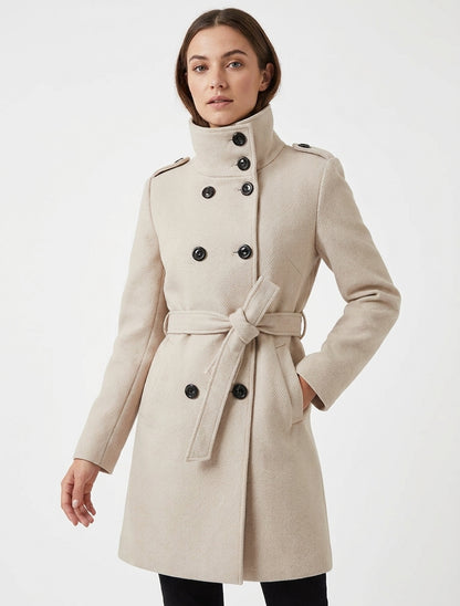 Manteau long à épaulettes - Beige