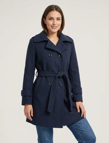Manteau long à épaulettes - Marine