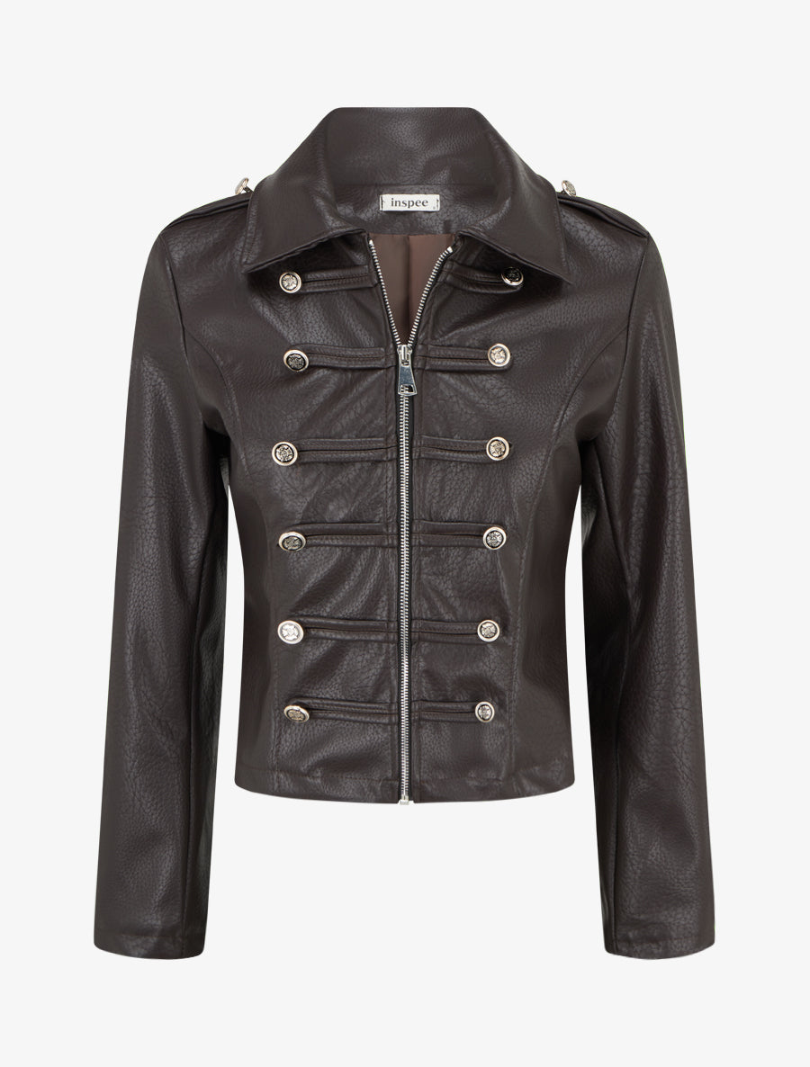 Veste simili style officier - Marron - 1