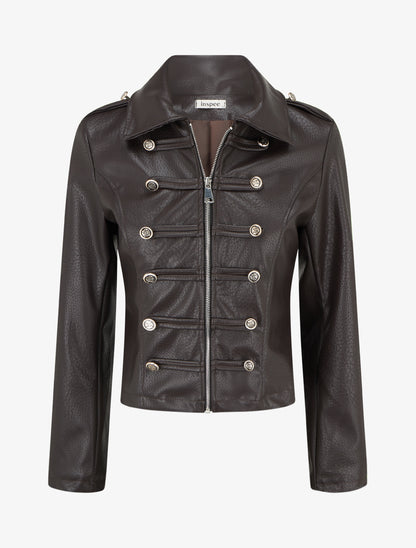 Veste simili style officier - Marron - 1