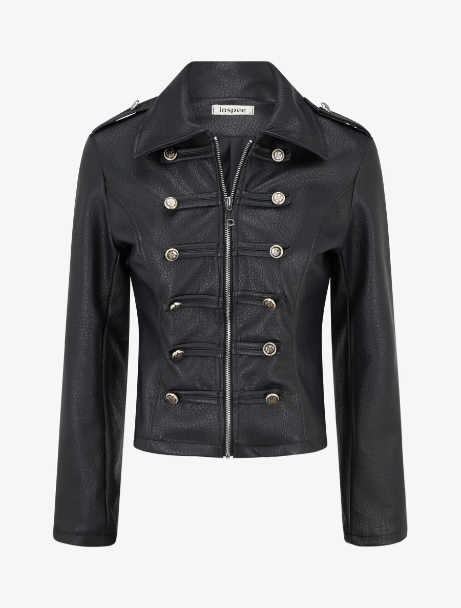 Veste simili style officier - Noir - 1