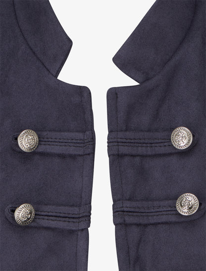 Veste suédine style officier - Marine - 3