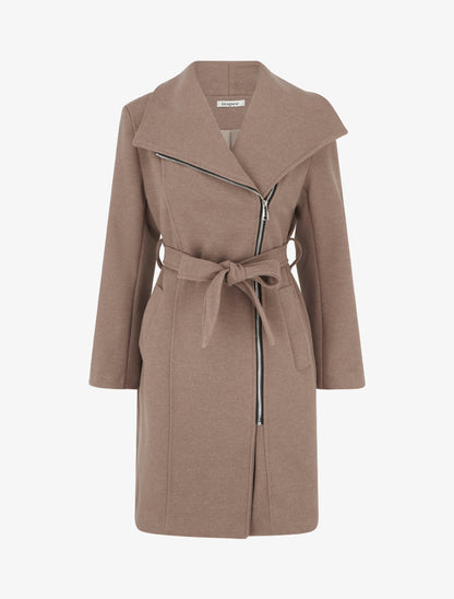 Manteau zippé col à revers - Taupe - 1