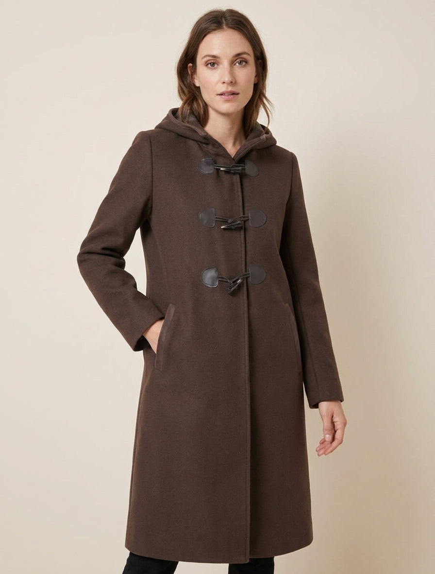 Duffle-coat à brandebourgs et capuche - Marron