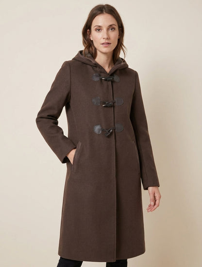Duffle-coat à brandebourgs et capuche - Marron