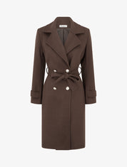 Manteau droit à col cranté - Marron - 1