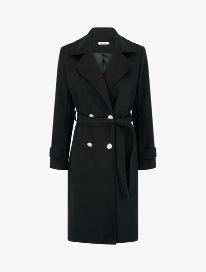 Manteau droit à col cranté - Noir - 1