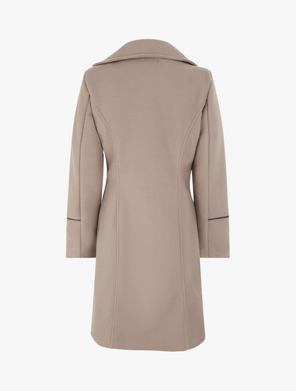 Manteau long croisé coupe droite - Taupe - 2