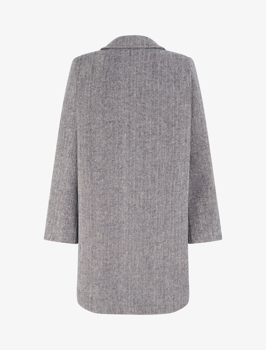 Manteau boutonné imprimé chevron - Marine - 2