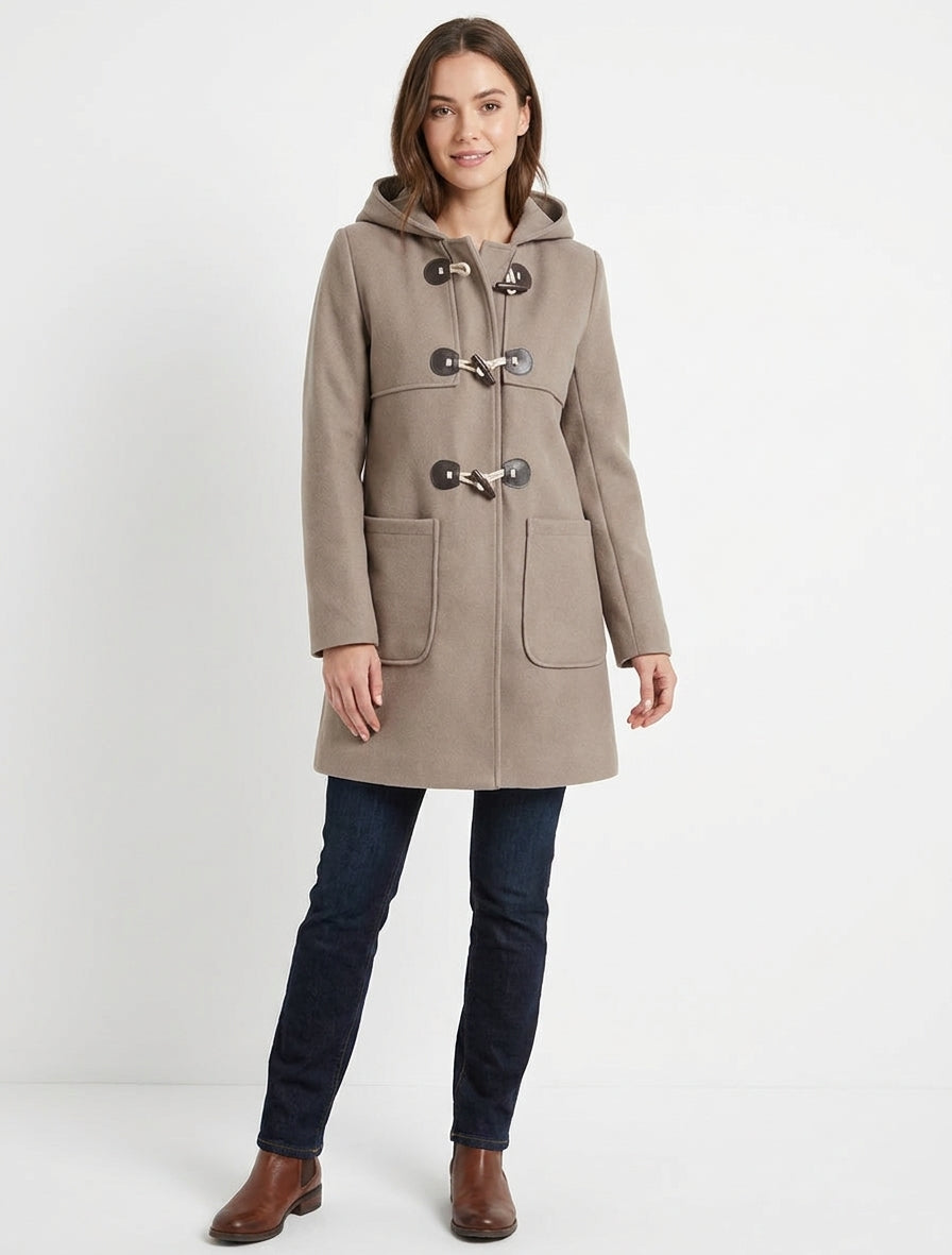 Duffle-coat long à capuche - Taupe