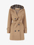 Manteau droit à capuche amovible - Camel - 1