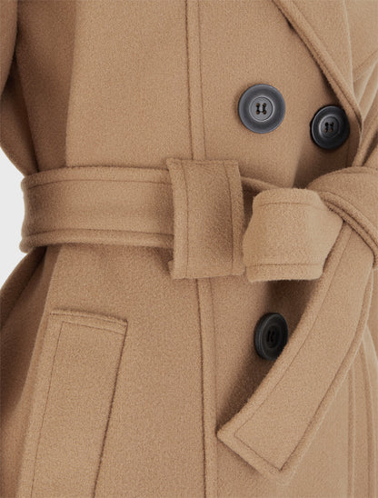 Manteau droit à capuche amovible - Camel - 3
