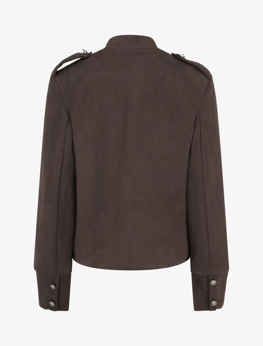 Veste en suédine à boutons décoratifs - Marron - 2
