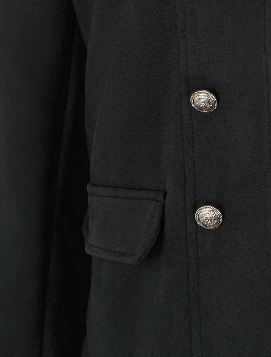 Veste en suédine à boutons décoratifs - Noir - 3
