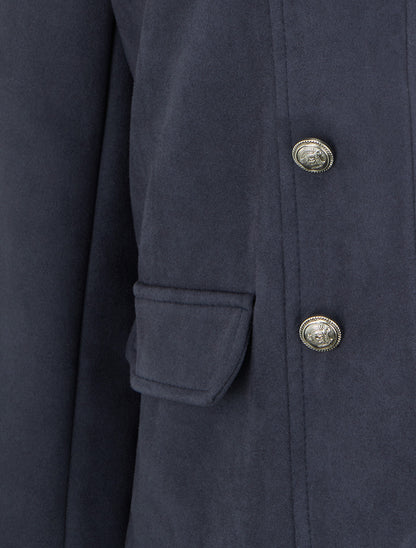 Veste en suédine à boutons décoratifs - Marine - 3