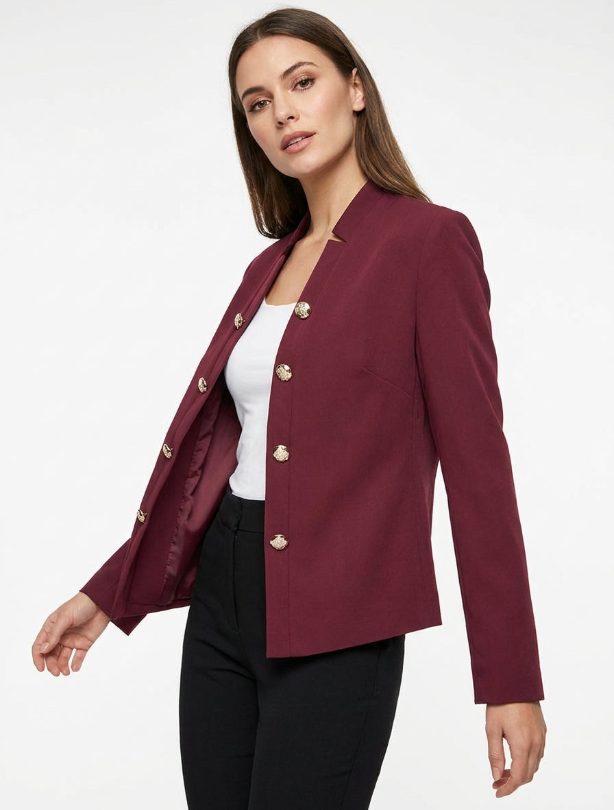 Veste officier à épaulettes - Lie de vin