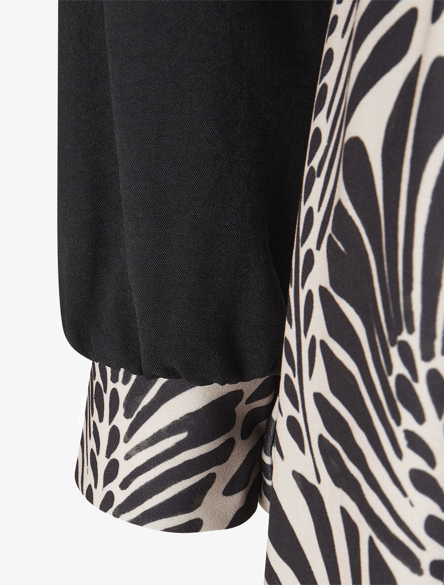 Robe évasée à jupe imprimé végétal - Noir - 3