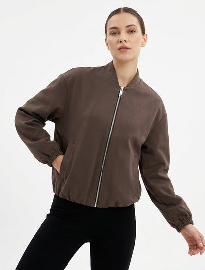 Bomber coupe boule zippé - Marron