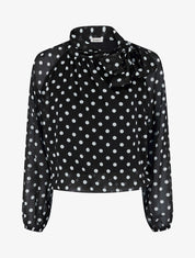 Blouse en voile imprimé à pois - Noir - 1