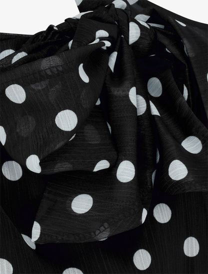 Blouse en voile imprimé à pois - Noir - 3