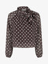Blouse en voile imprimé à pois - Marron - 1