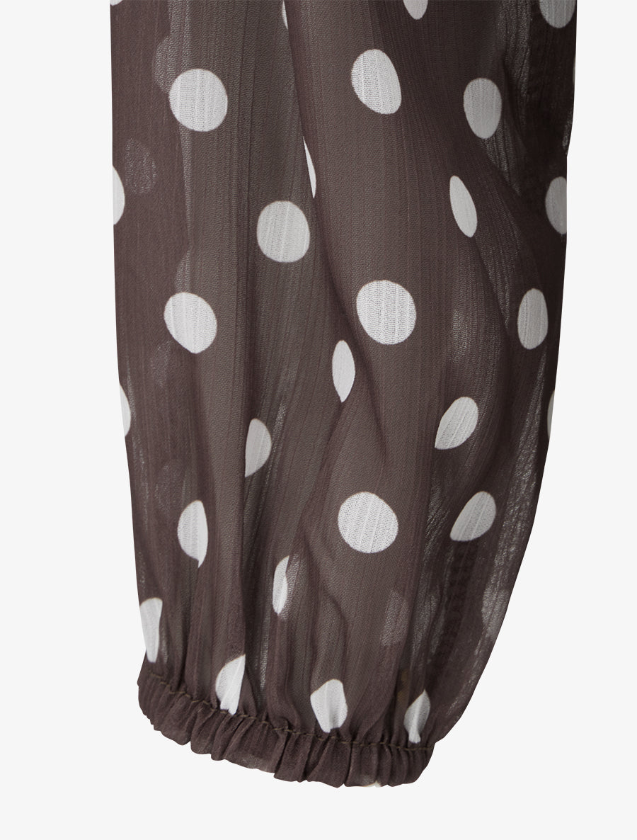 Blouse en voile imprimé à pois - Marron - 3