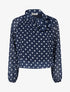 Blouse en voile imprimé à pois - Marine - 1