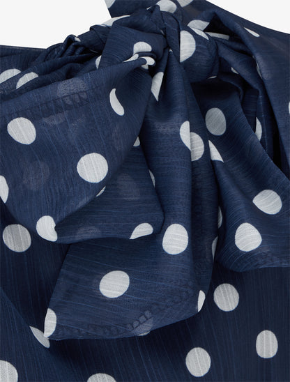 Blouse en voile imprimé à pois - Marine - 3