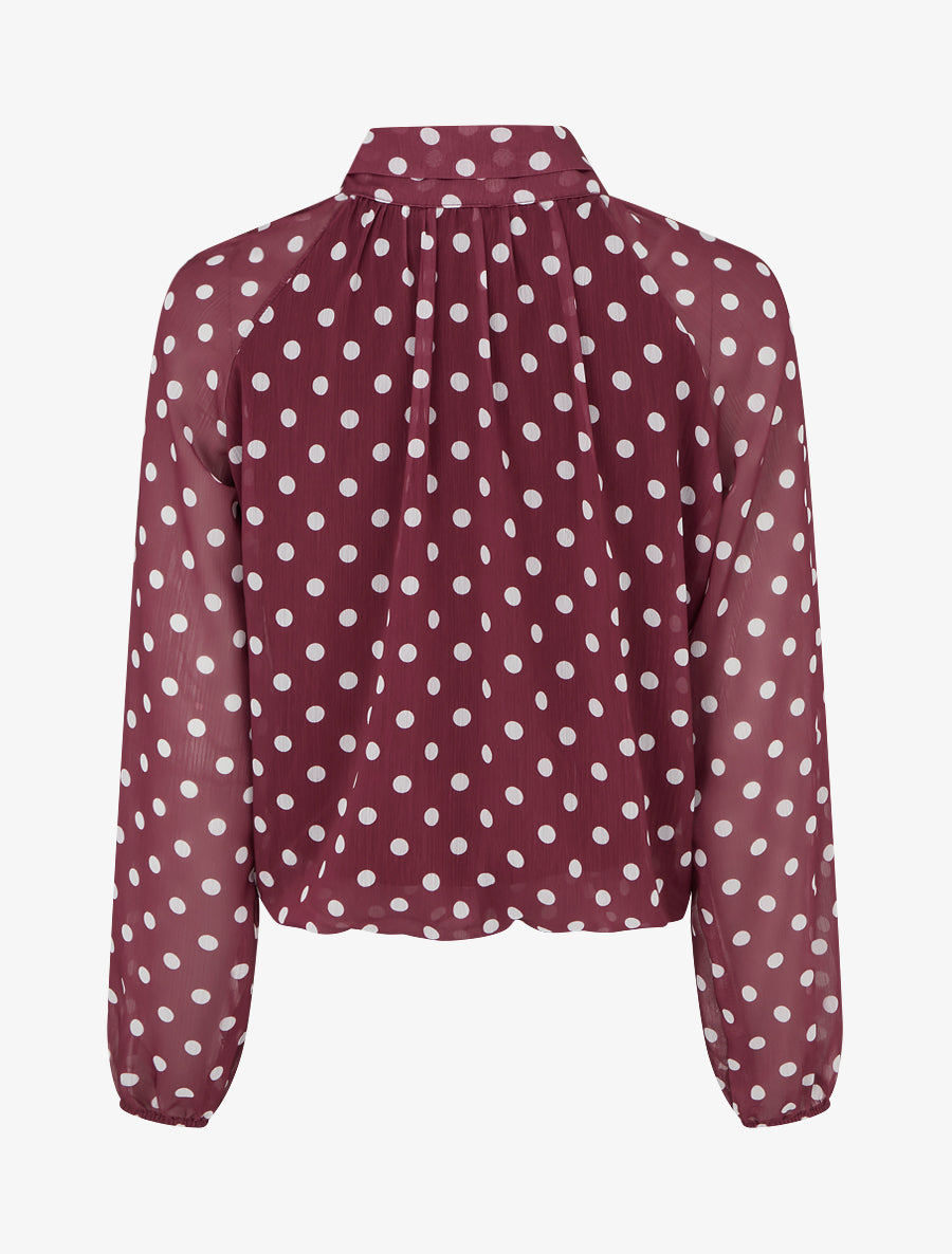 Blouse en voile imprimé à pois - Bordeaux - 2