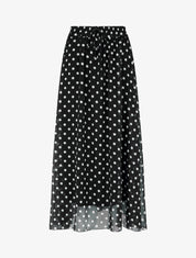Jupe longue élastiquée à pois - Noir - 1