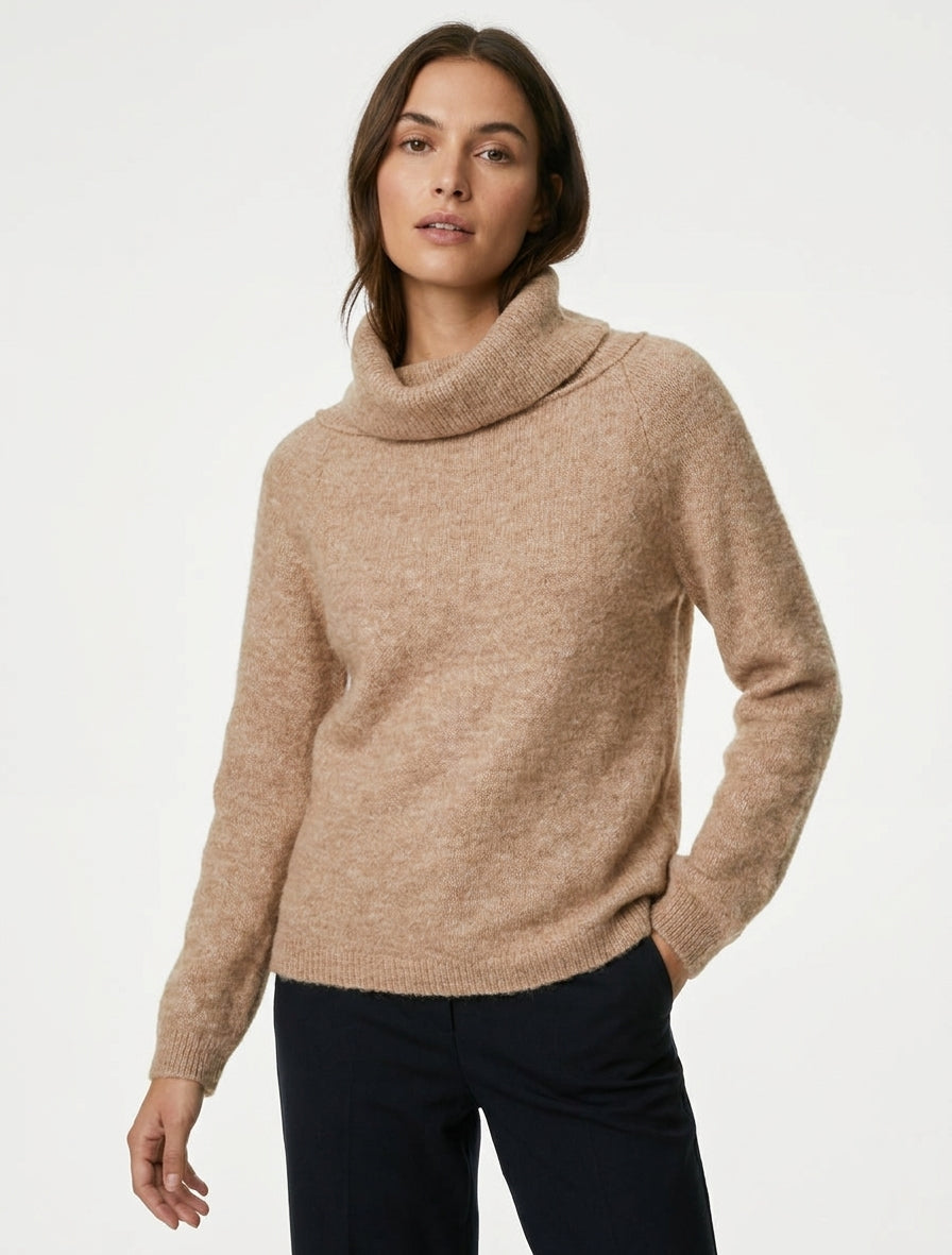 Pull loose en laine mélangée - Beige