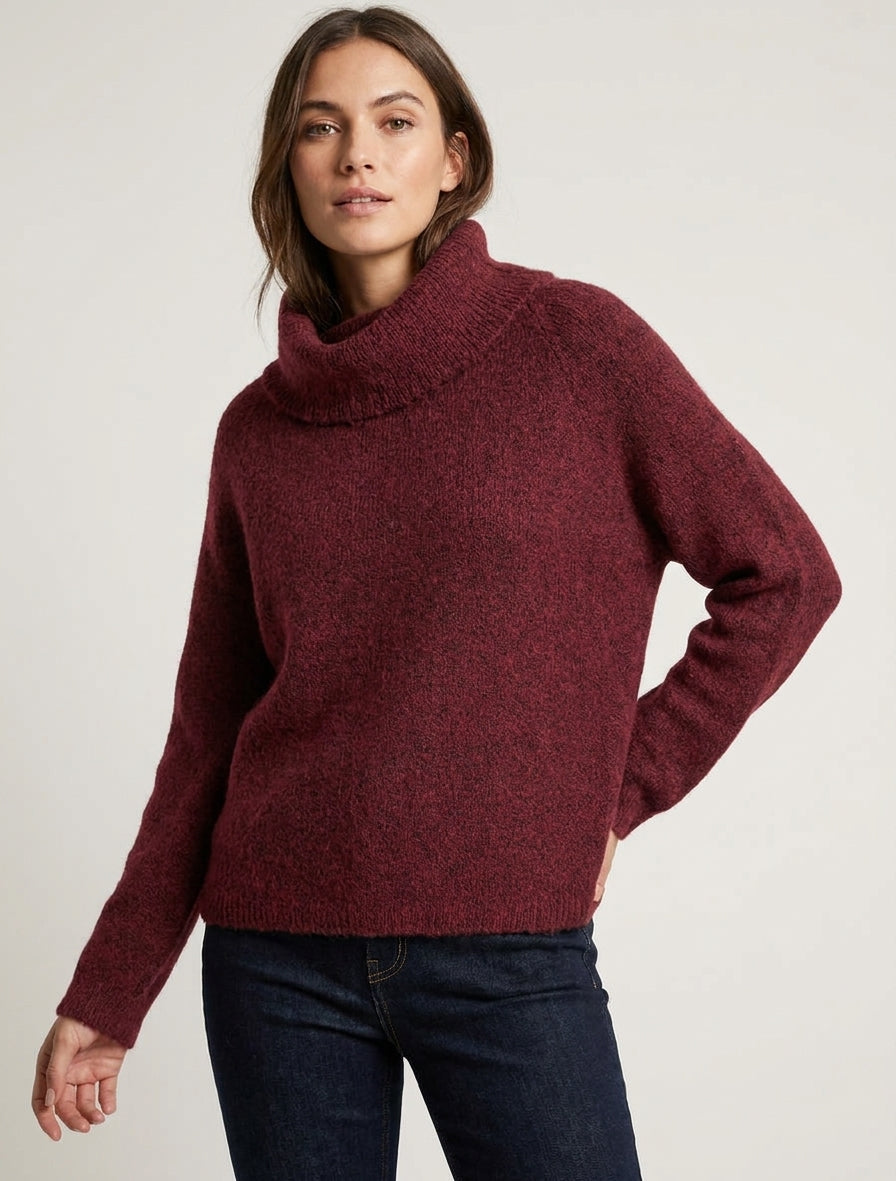 Pull loose en laine mélangée - Bordeaux