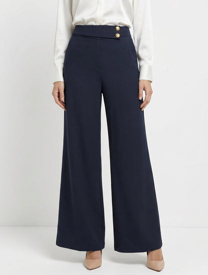 Pantalon ample à lanière boutonnée - Marine