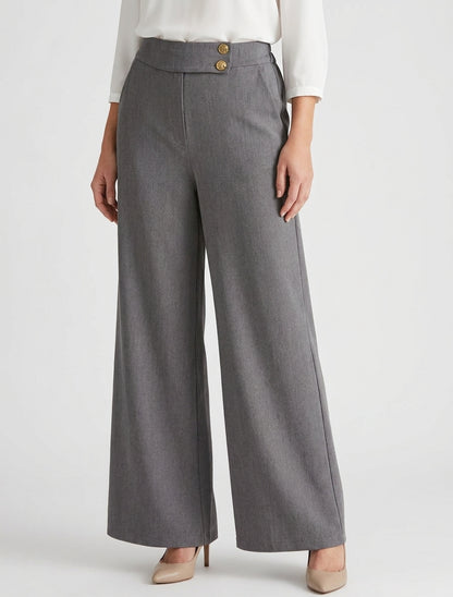 Pantalon ample à lanière boutonnée - Gris foncé
