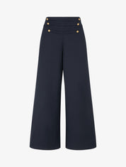 Pantalon à pont à boutons décoratifs - Marine - 1