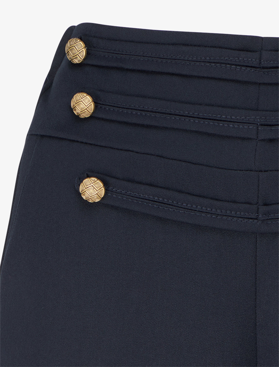 Pantalon à pont à boutons décoratifs - Marine - 3