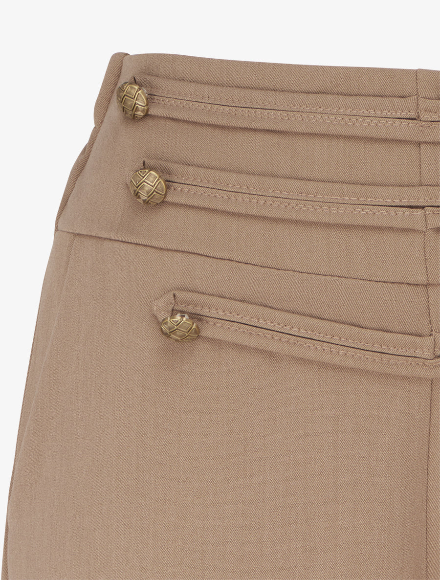 Pantalon à pont à boutons décoratifs - Camel - 3