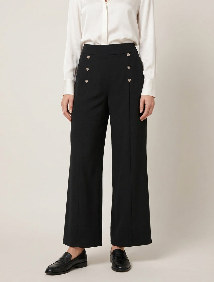 Pantalon pont taille haute - Noir