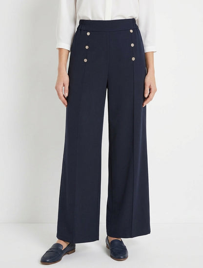 Pantalon pont taille haute - Marine