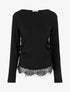 Pull côtelé bas dentelle et côtés froncés - Noir - 1