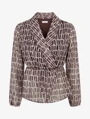 Blouse imprimée à col cache-coeur - Marron - 1