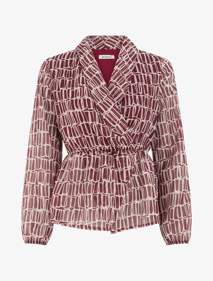 Blouse imprimée à col cache-coeur - Bordeaux - 1
