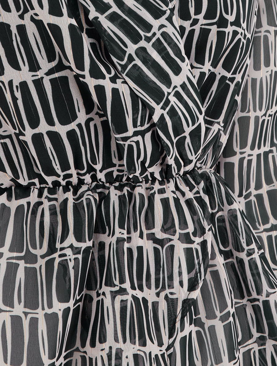 Blouse imprimée à col cache-coeur - Noir - 3