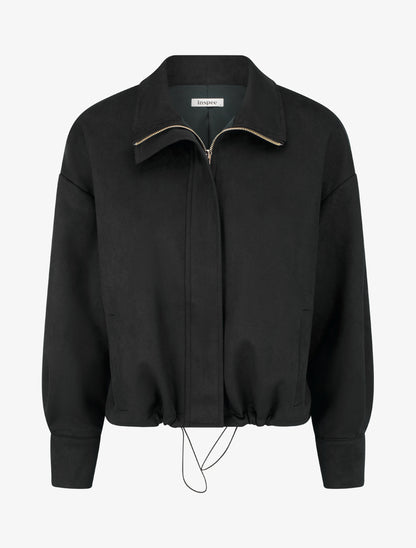 Bomber en suédine à poignets boutonnés - Noir - 1