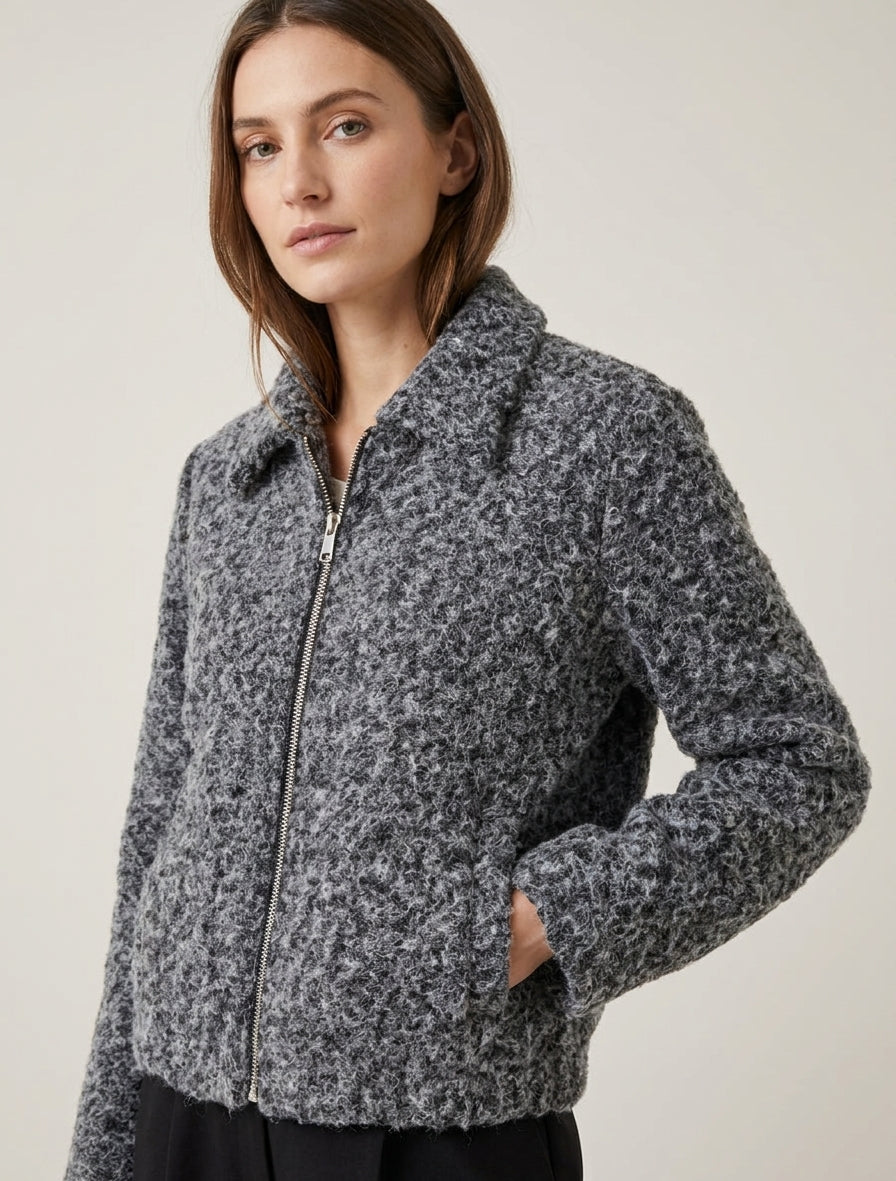 Veste boule duveteuse à poches - Noir